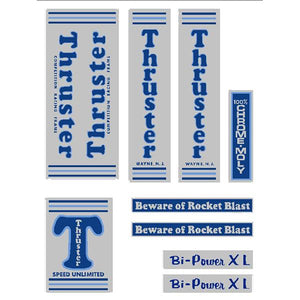 Thruster - BI POWER XL BLUE T on chrome decal set