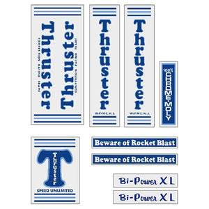 Thruster - BI POWER XL BLUE T on CLEAR decal set