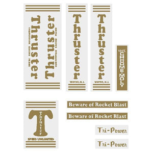 Thruster - Tri Power Gold T On Clear Old School Bmx Decal-Set