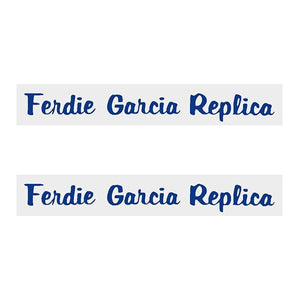 Thruster - Ferdie Garcia Replica Decals Blue On Chrome Old School Bmx Decal