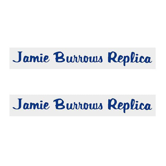 Thruster - Jamie Burrows Replica Decals Blue On Chrome Old School Bmx Decal