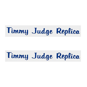Thruster - Timmy Judge Decals Blue On Chrome Old School Bmx Decal