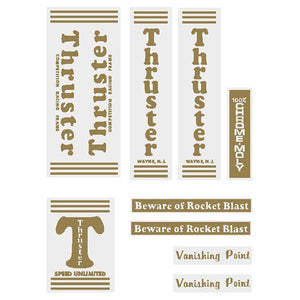 Thruster - Vanishing Point Gold T On Clear Old School Bmx Decal-Set