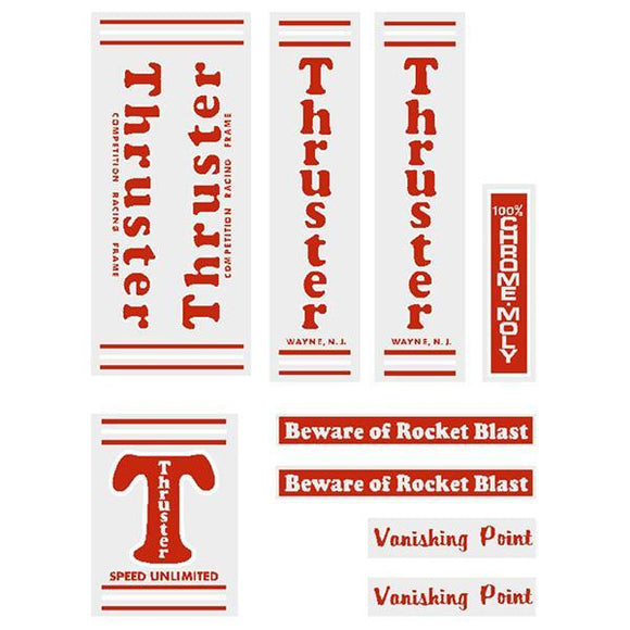 Thruster - Vanishing Point Red T On Clear Old School Bmx Decal-Set