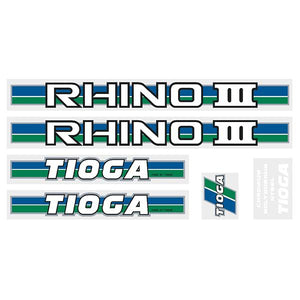 Tioga By Tange Rhino Iii - Green Blue Chrome Decal Set Old School Bmx Decal-Set