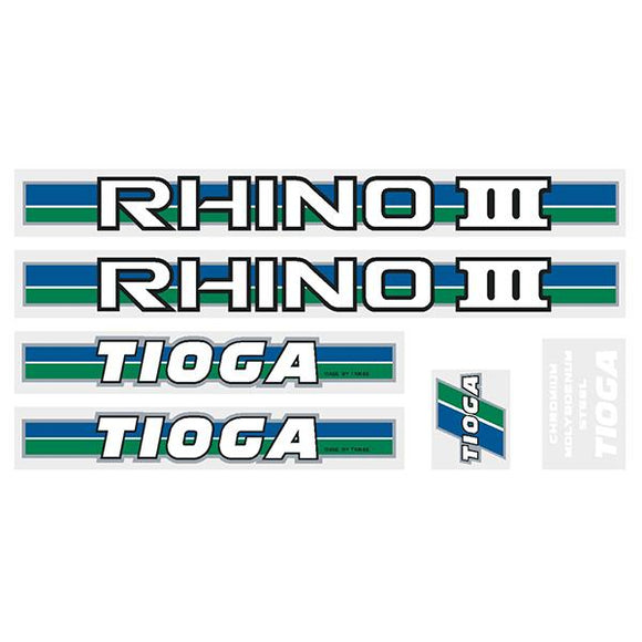 Tioga By Tange Rhino Iii - Green Blue Chrome Decal Set Old School Bmx Decal-Set