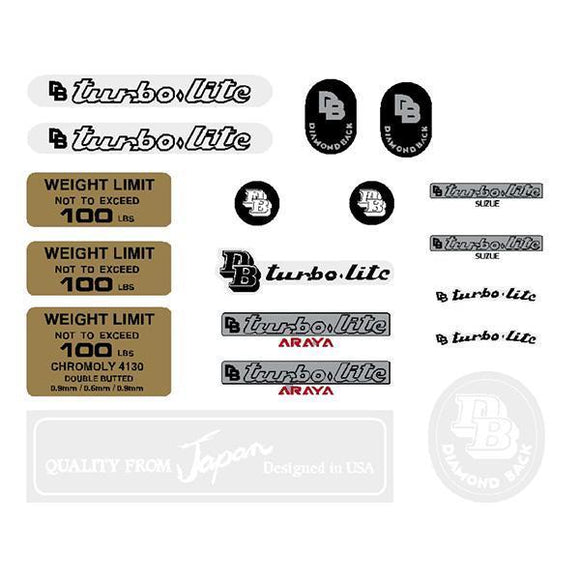 Diamond Back - Turbolite Complete Extras Pack Db Decals Old School Bmx Decal
